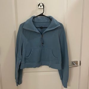 Lululemon Utility Blue Scuba Oversized Funnel Neck Half Zip